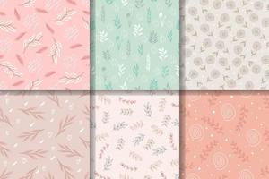 Set of Beautiful floral seamless pattern collection template vector