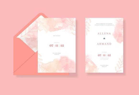 Beautiful and sweet watercolor wedding card template