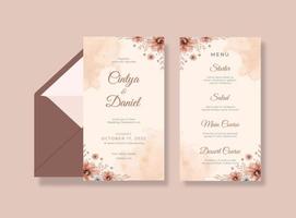 Rustic wedding card with beautiful flowers boho style vector