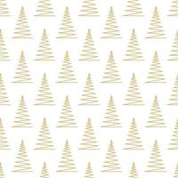 Seamless pattern with gold geometric Christmas trees Vector illustration on white. Winter holidays collection. Merry Christmas and Happy New year abstract background wallpaper