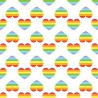 Vector pride doodle seamless pattern. LGBT Hearts with rainbow. Gay parade, LGBTQ rights symbol. Background, wrapping paper, bag template, isolated print on white