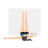 Woman doing Legs up the Wall stretch exercise. Flat vector illustration isolated on white background