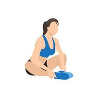 Woman doing Butterfly stretch exercise. vector
