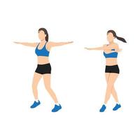 Woman doing Cross jacks exercise. vector