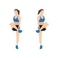 Woman doing Fingertip to toe jacks exercise. vector