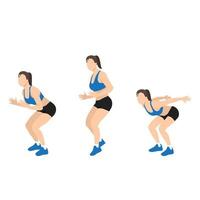 Woman doing Forward jump shuffle back exercise. vector