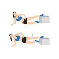 Woman doing Inner Thigh Raise to plank exercise vector