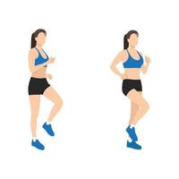 Woman doing march in place exercise. vector