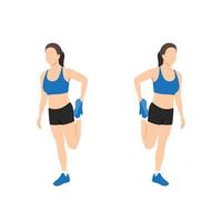 Woman doing Standing quad stretch exercise. vector