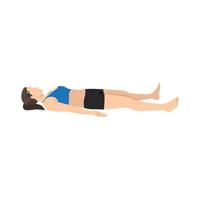 mujer haciendo shavasana o pose de cadáver. ejercicio de práctica de yoga. vector