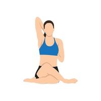 Woman doing cow face pose or gomukhasana exercise. vector