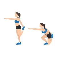 Woman doing Shrimp squat exercise. vector