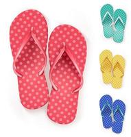 Vector Set of Colorful Beach Slippers Polka Dots Flip Flops for Summer Vacation and Outdoor Get Away.