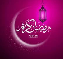 Ramadan kareem vector design. Crescent moon with fanous or lantern with ramadan kareem