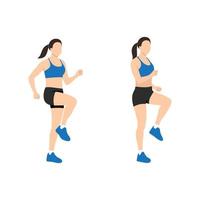 Woman doing run in place exercise. vector