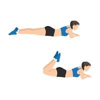 Woman doing Hamstring leg curl exercise. vector