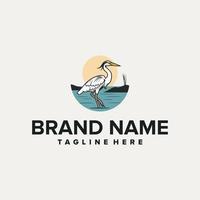 unique stork logo with panoramic background vector