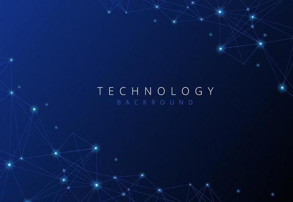 Abstract futuristic - Molecules technology with polygonal shapes on dark blue background