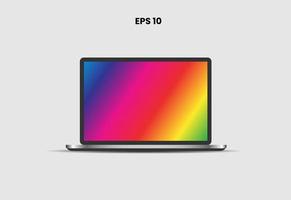 Screen device mockup, PC, laptop, tablet, smartphone and smartwatch blank screens. Realistic media gadgets with transparent screen for presentation. Vector illustration