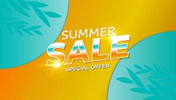 Banner summer sale special offer with gradient color vector