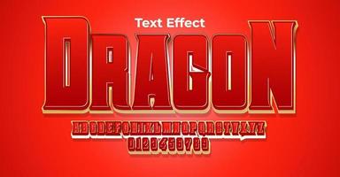 dragón de efecto de texto con color oro rojo vector