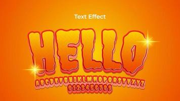 efecto de texto hola con degradados de color naranja vector