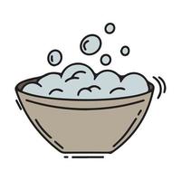 A bowl with foam for washing dishes and washing doodle, great design for any purpose. white color. Isolated vector illustration. Background drawing by hand. Vector illustration design.