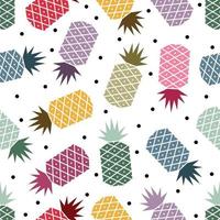 seamless pattern colorful pineapple with black circle ornament, pattern art pineapple for wallpaper vector