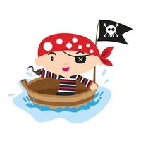 cute boy character with pirate costume isolated with white background vector