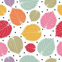 seamless pattern colorful leaf with black circle ornament, pattern art leaf for wallpaper vector