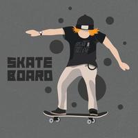 los chicos geniales juegan al skateboard con fondo negro. pared monopatín deportes pared decorativa para niños habitación infantil. Deportes extremos vector
