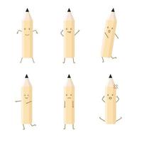 Flat design mascot pencil vector