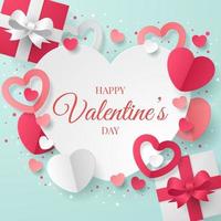 Valentine's day background with paper art style. Vector illustration.