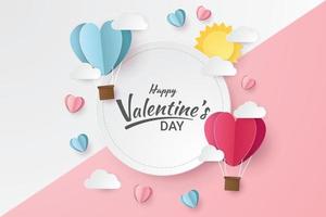 Valentine's Day greeting card. Paper cut style. Vector illustration