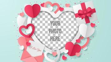 Valentine's day background with paper art style. Vector illustration.