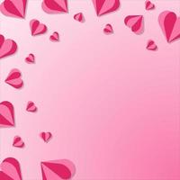 Valentine's Day Postcard with Pink Hearts in Paper Cut Style vector