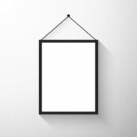 Realistic black frame vector in wall background