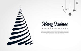 Clean flat design merry christmas and happy new year. Vector illustration. Suitable for greeting card, poster, and social media