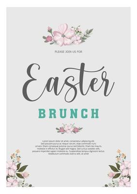 Celebration Easter day with eggs and flowers. Brunch Easter day