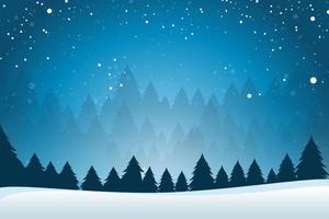 Winter landscape background with tree and snowflake vector