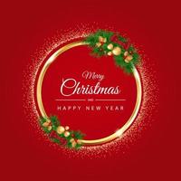 Celebration Merry Christmas and happy new year with Luxury golden sparkling frame vector