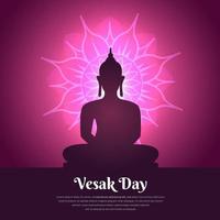 Purple Lord Buddha Vesak greetings background or purple celebration Vesak day with buddha and mandala vector