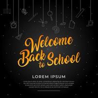 Welcome back to school background with school items and elements. Vector illustration