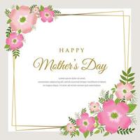 Elegant Happy mother's day design with flowers and Florals background Vector illustration. Suitable for greeting card, poster, and social media