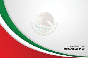 Mexico memorial day background with realistic Mexico Flag. Mexico Independence Day Vector Illustration