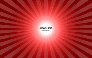 Bright red abstract background with glowing rays Vector. Sunburst background.
