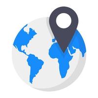 Global location, placeholder with globe flat vector