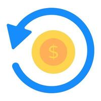 Money return icon in modern flat style vector