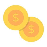 Dollar coins icon in editable style, international currency vector