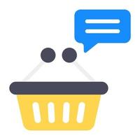 Shopping feeds icon style, speech bubble with grocery bucket vector